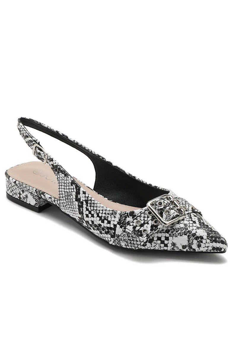 Delilah Snake Print PU Slingback Shoe - Weharma