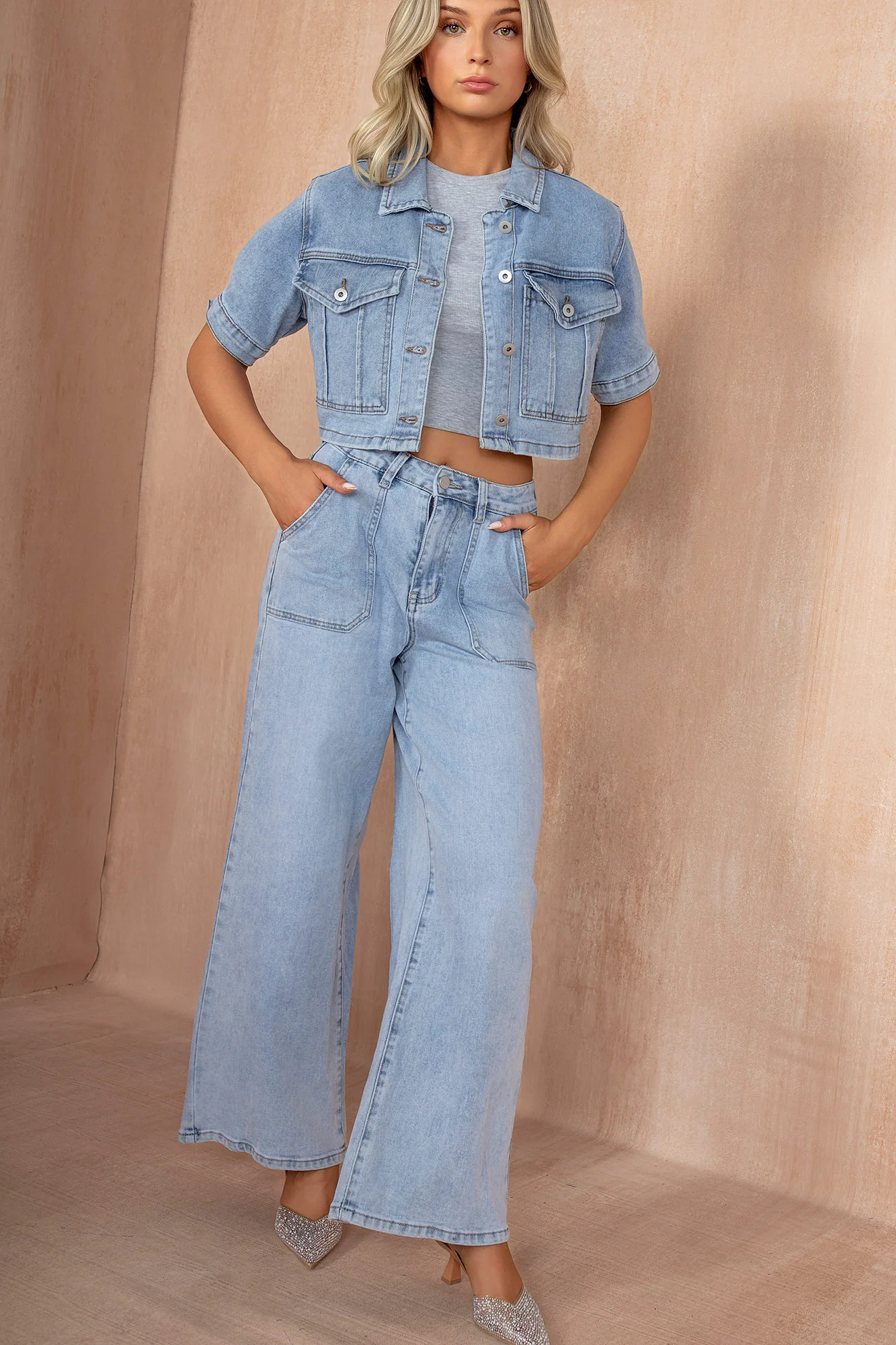 Fedelma Light Blue Wide Leg Jeans - Weharma