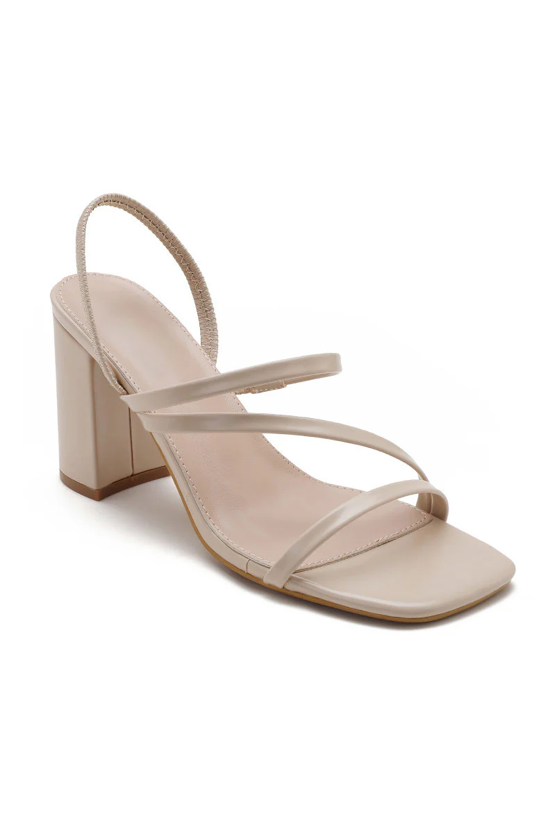Luna Stone PU Slingback Block Heels - Weharma