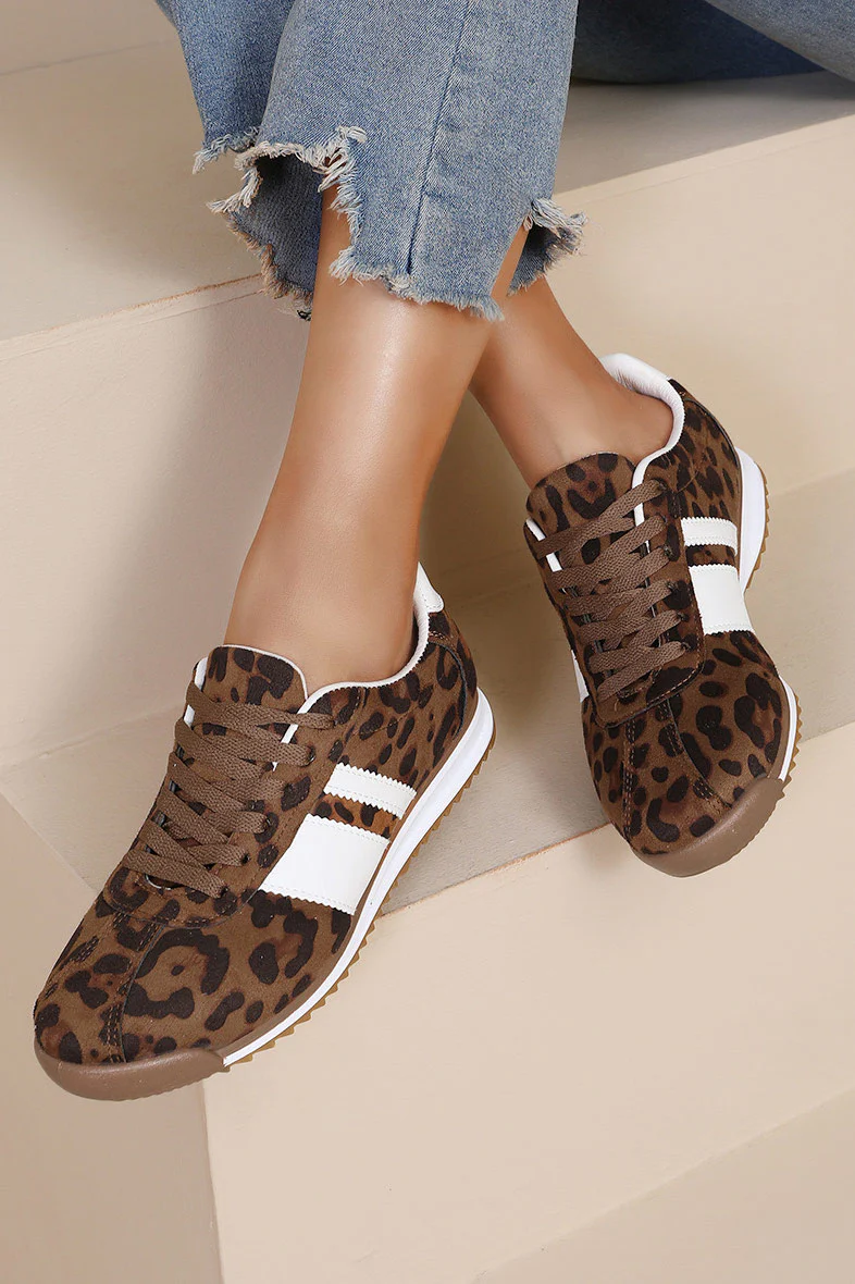 Orianna Leopard Suedette Trainers - Weharma