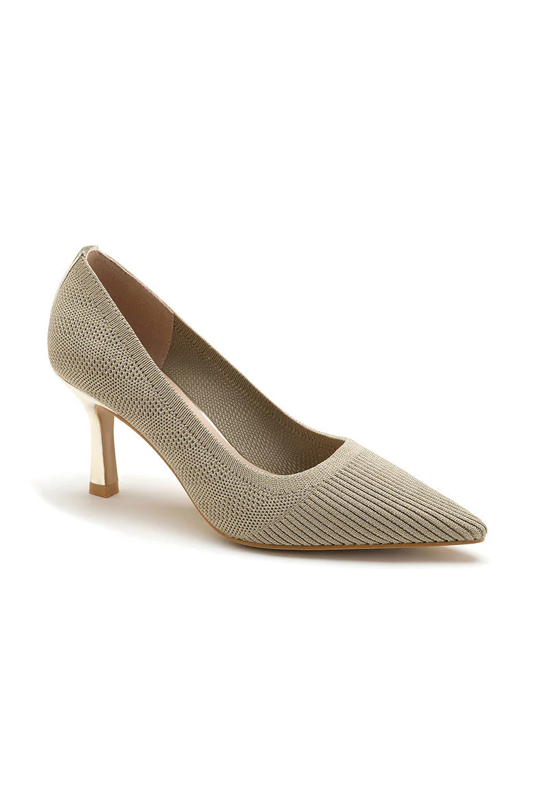 Zola Gold Knit Fabric Court Heels - Weharma