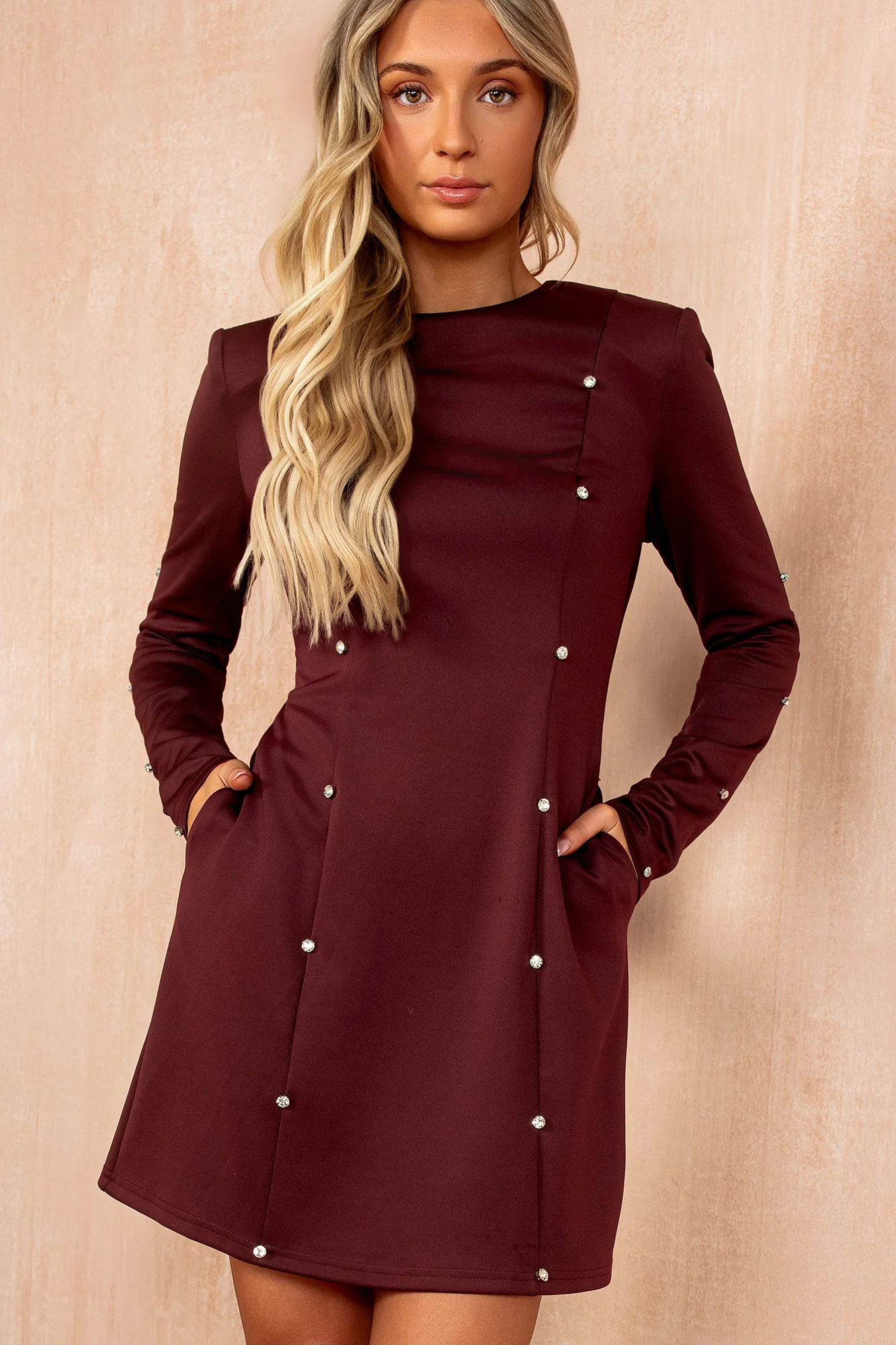 Morrigan Plum Studded Mini Dress - Weharma