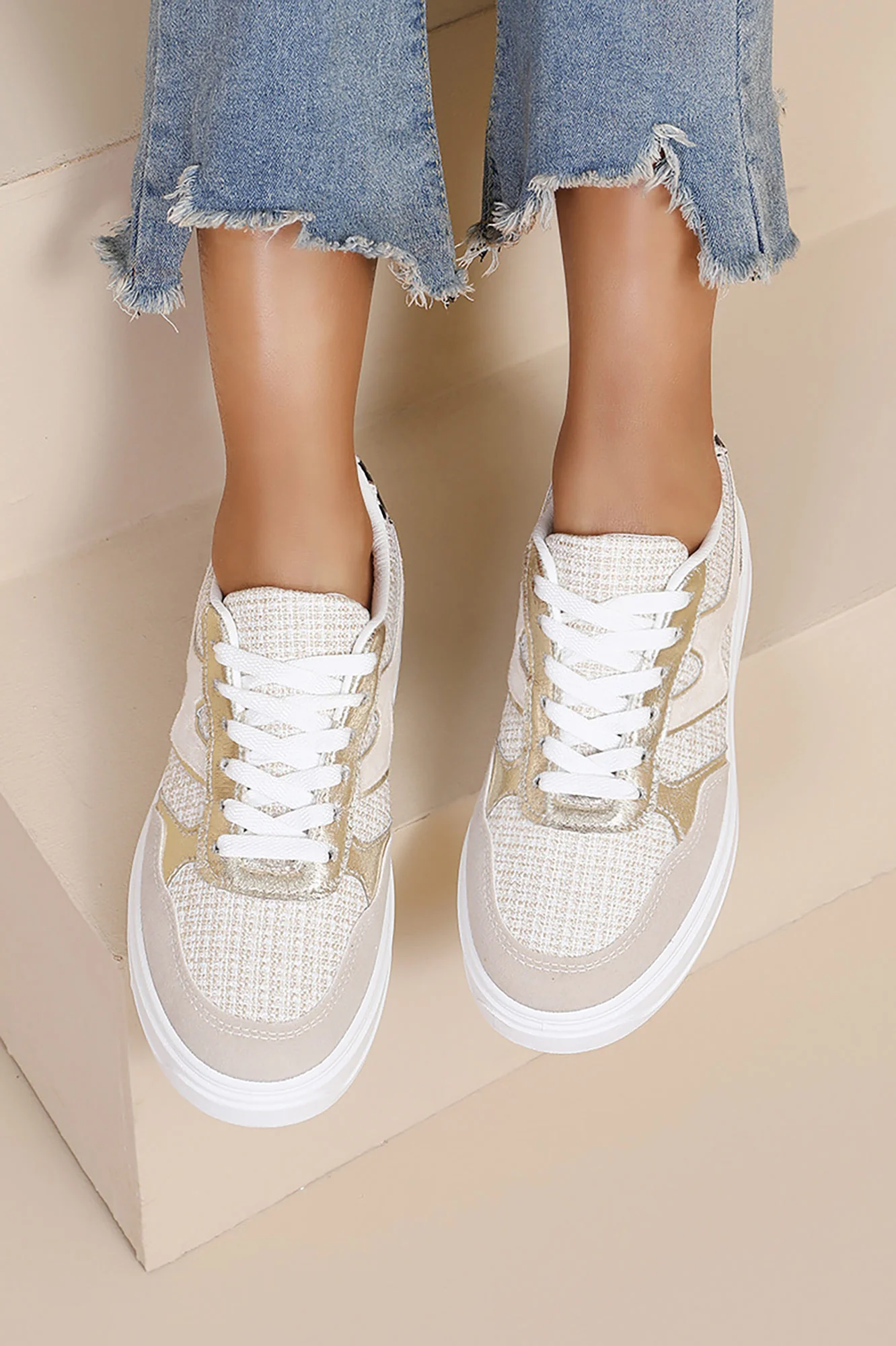 Dakota Camel Suedette Chunky Trainers - Weharma