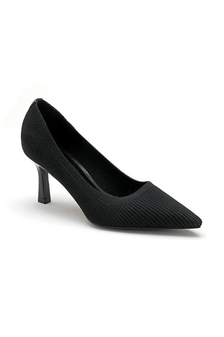 Zola Black Knit Fabric Court Heels - Weharma