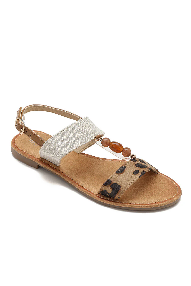 Donna Leopard Flat Sandals - Weharma