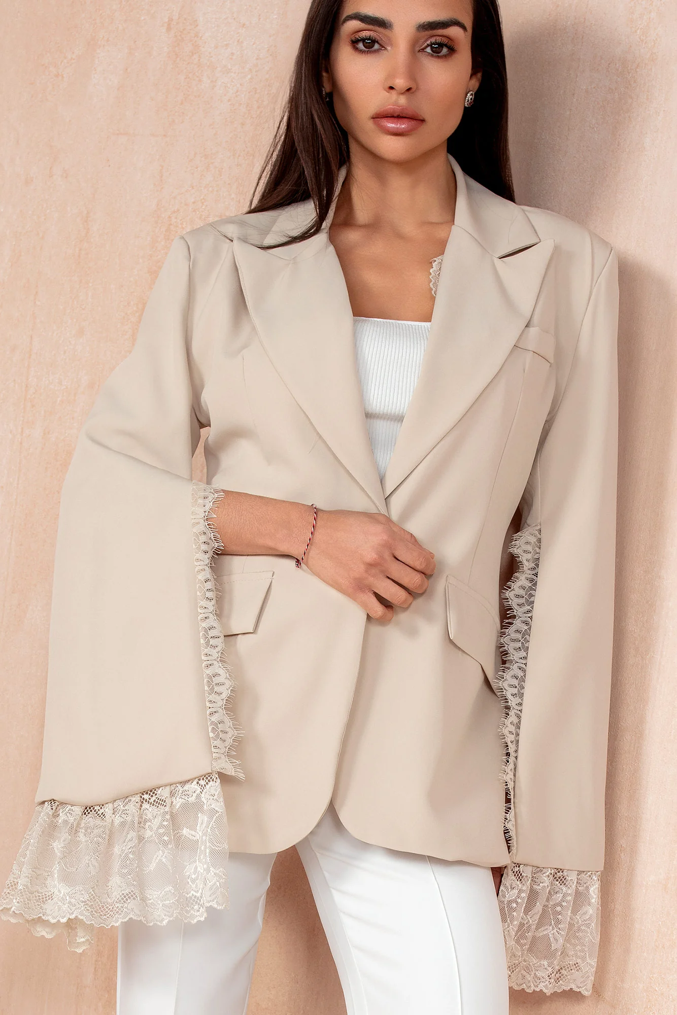 Caleigh Stone Lace Detail Blazer - Weharma