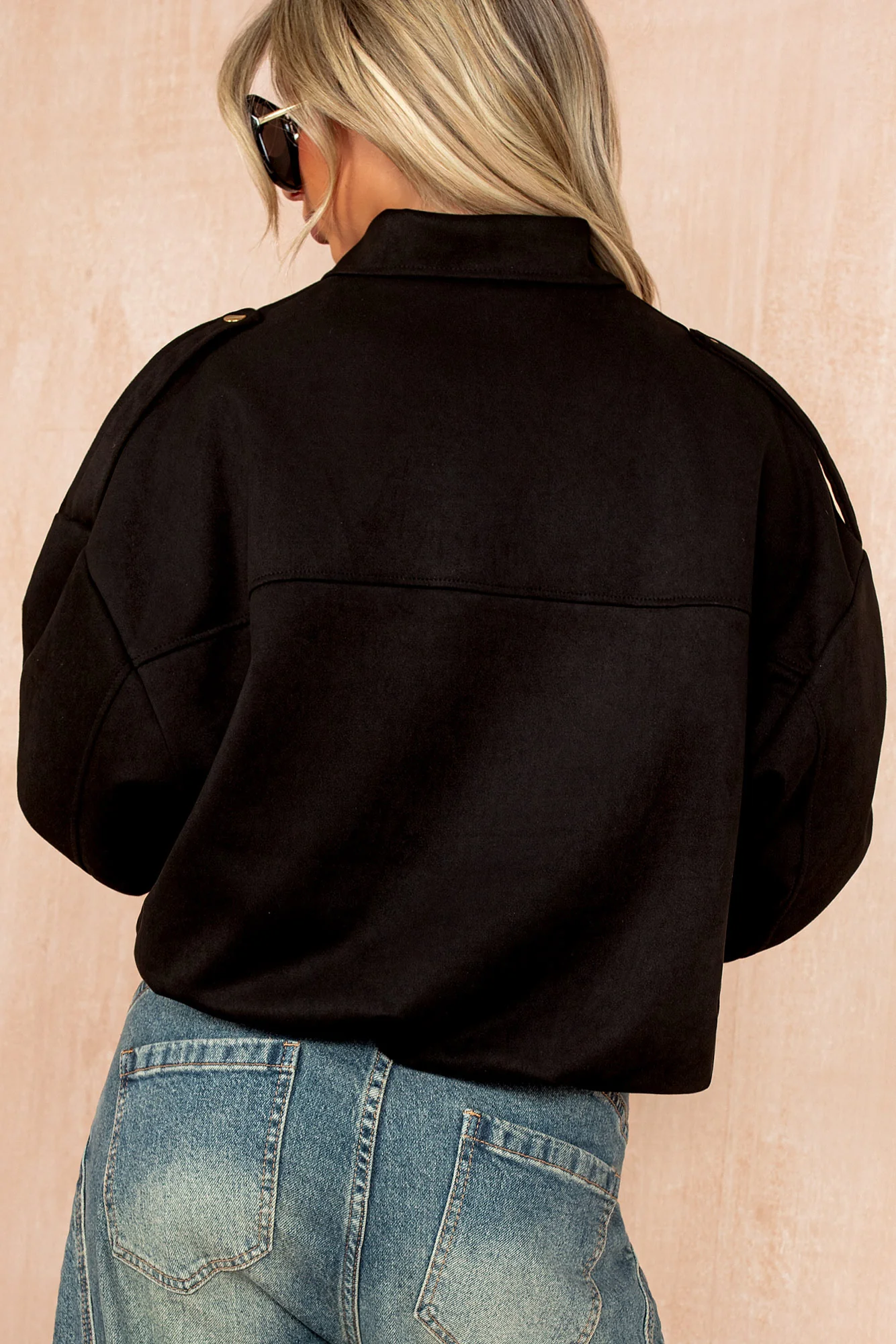 Beckett Black Faux Suede Bomber Jacket - Weharma