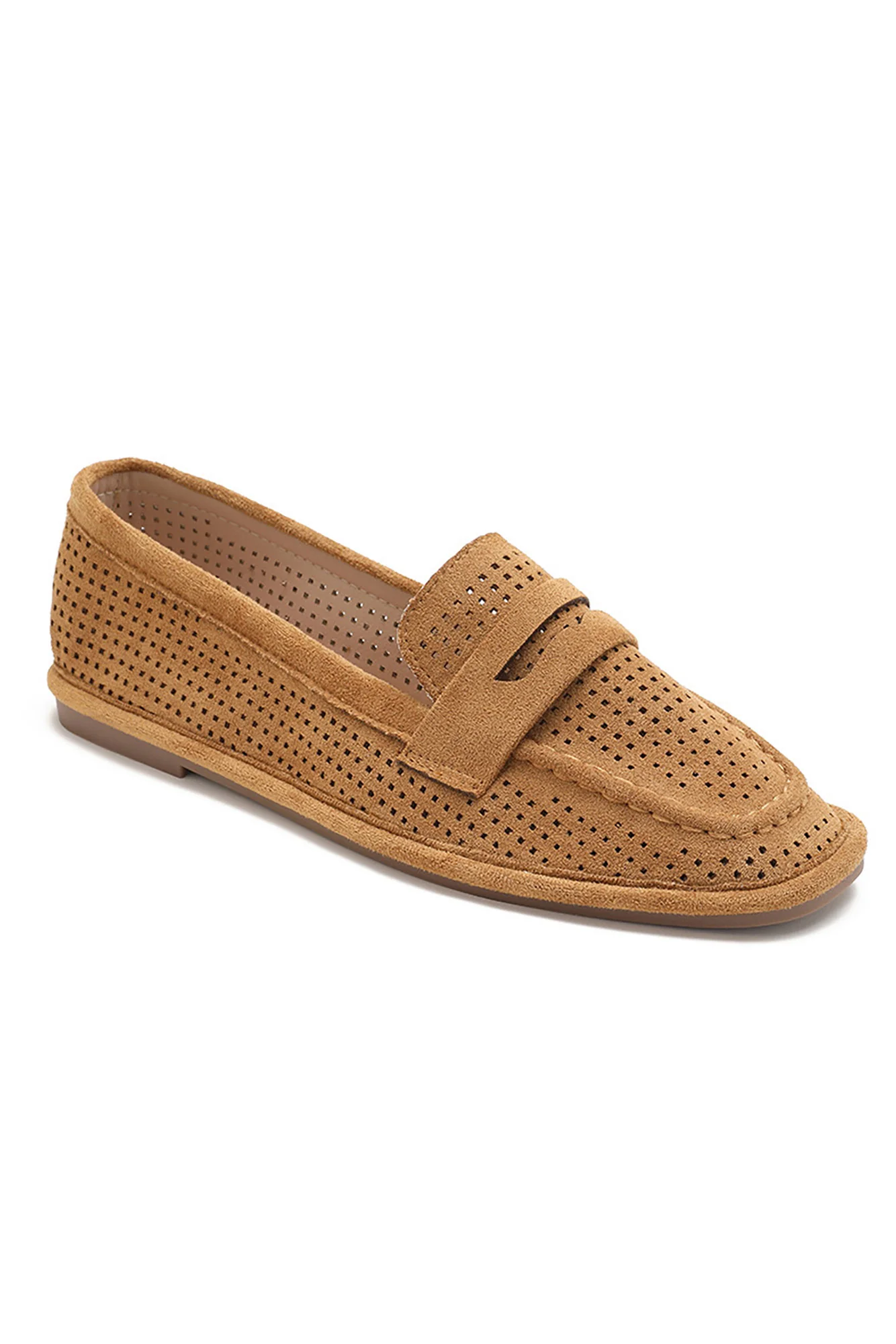 Jane Camel Suedette Loafers - Weharma
