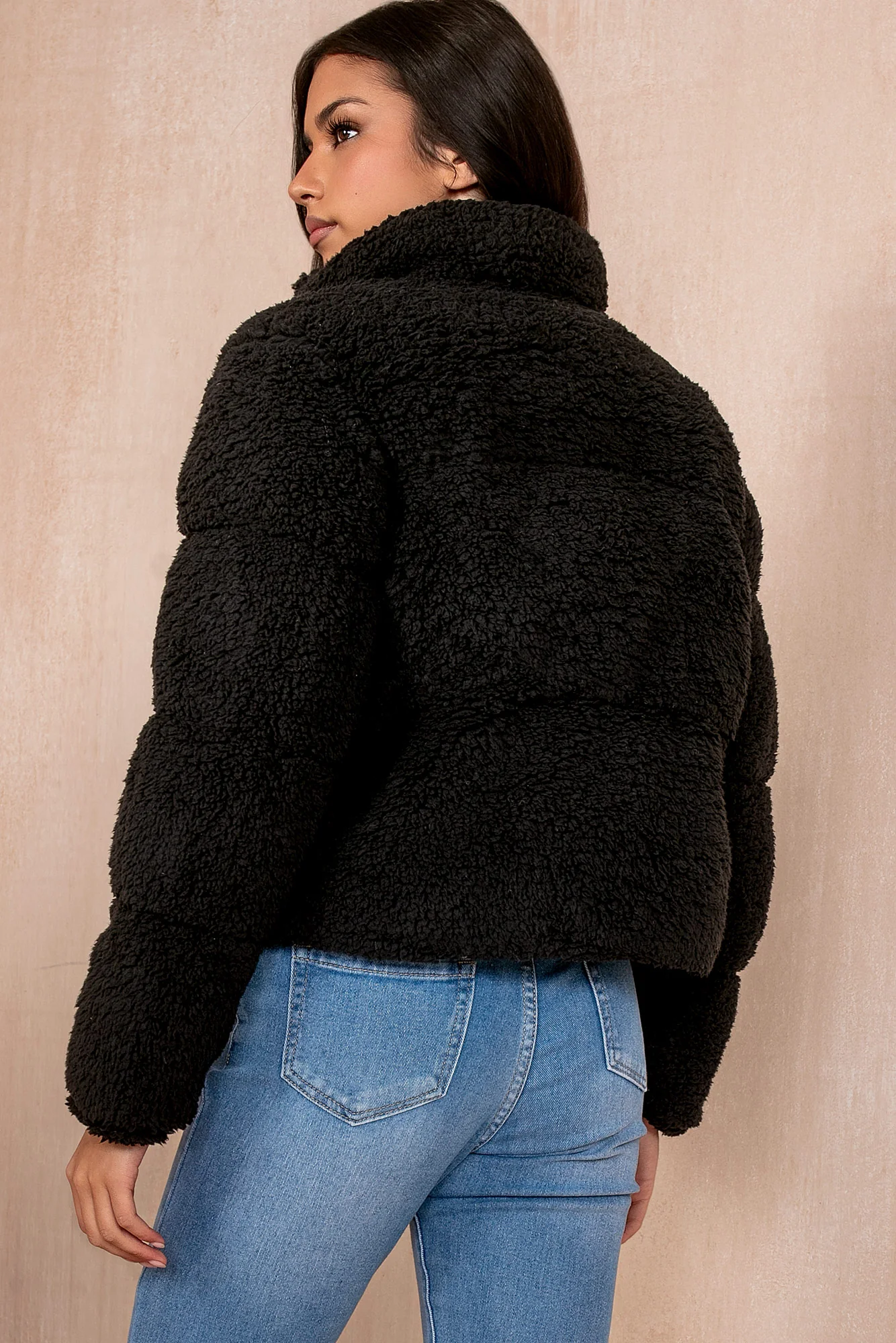 Lottie Black Teddy Puffer Jacket - Weharma