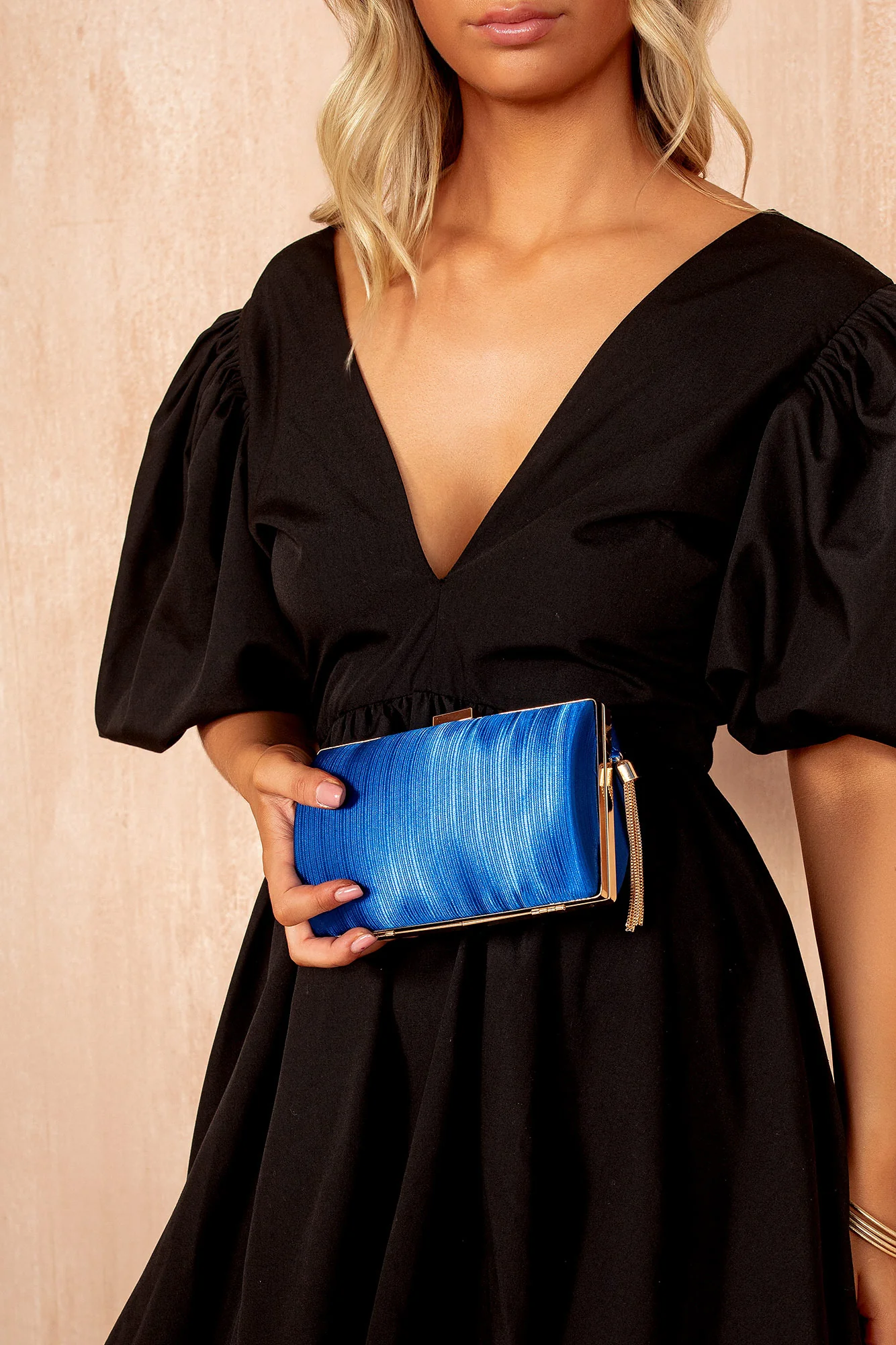 Florina Royal Blue Satin Detachable Chain Bag - Weharma