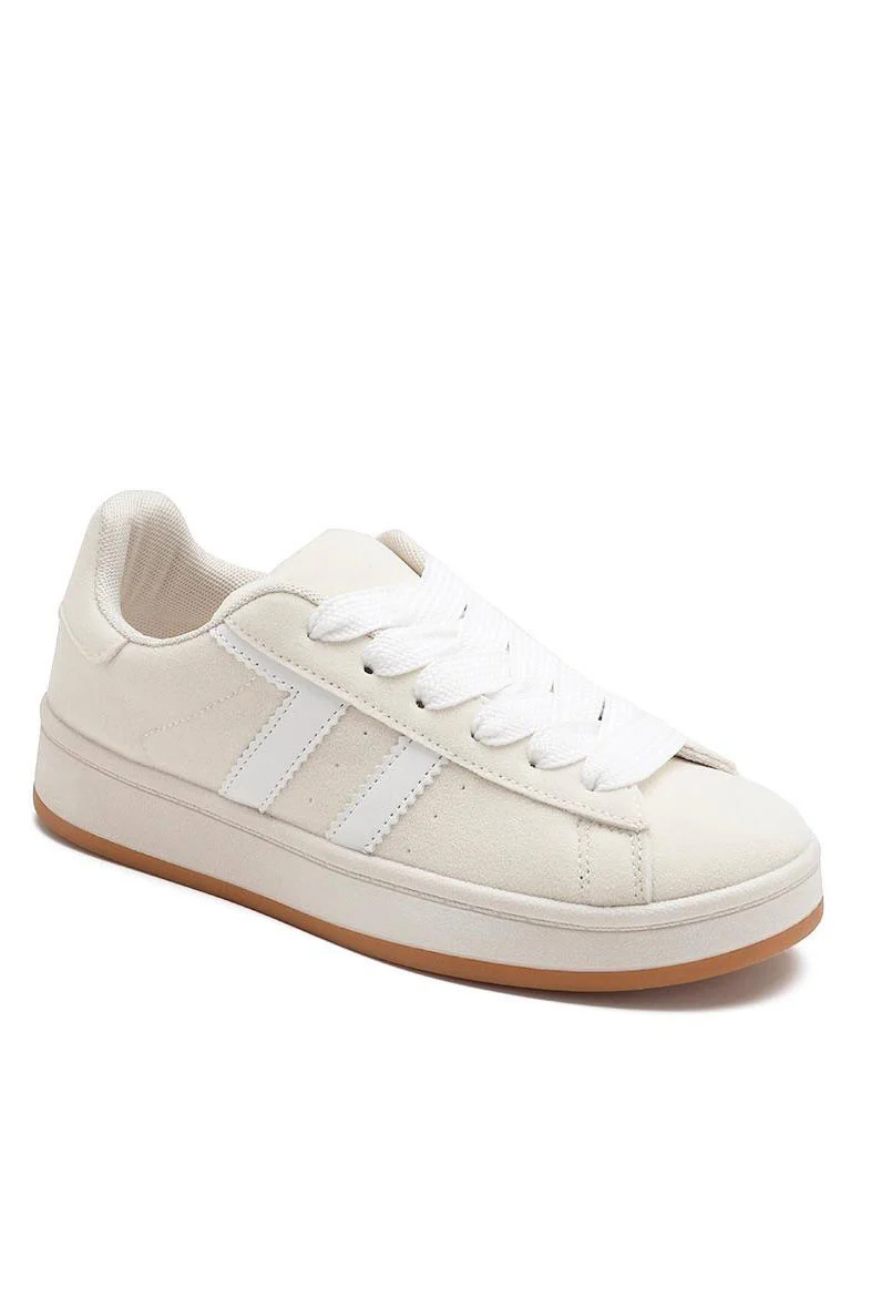 Nell Cream Suedette Trainers - Weharma