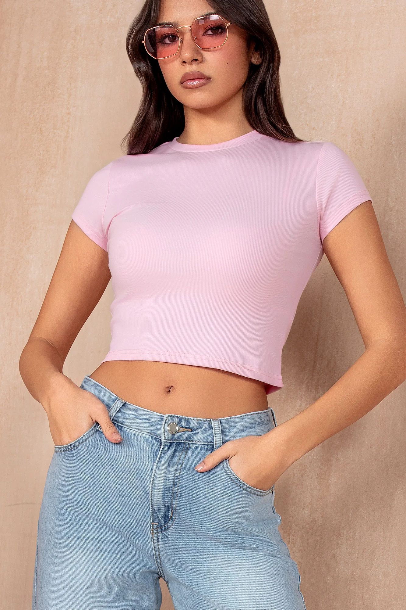 Donata Pink Ribbed T-Shirt - Weharma